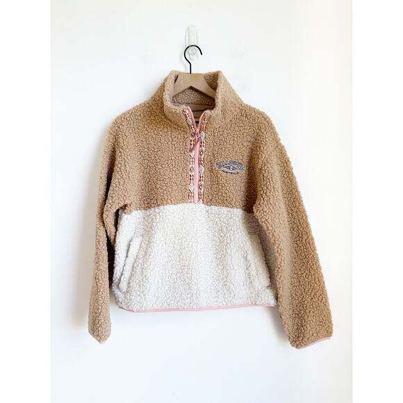 NWOT Billabong Horizon Colorblock High Pile Fleece Quarter Zip Pullover Medium - Picture 2 of 5